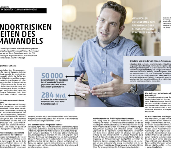 Sebastian Glink von Climada Technologies im Interview für den Einblick 01/2024